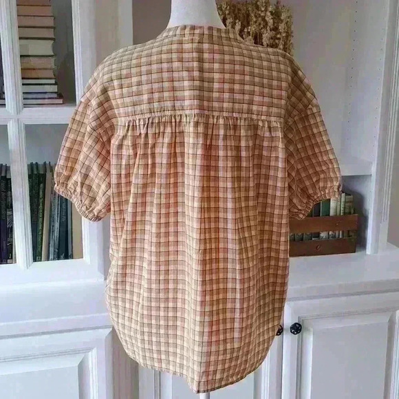 Madewell Checkered Popover Top - Picture 4 of 7